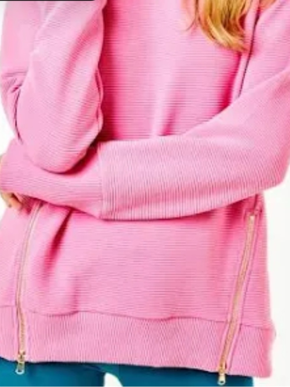Pink Ribbed Pullover Sweater
